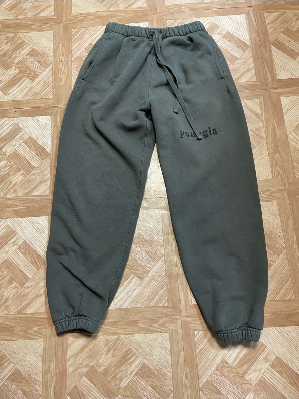 Men's Dark Olive Young LA Drawstring Sweatpants Size Small